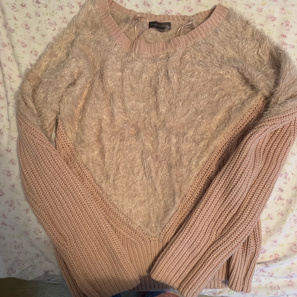 vince camuto pink fuzzy sweater